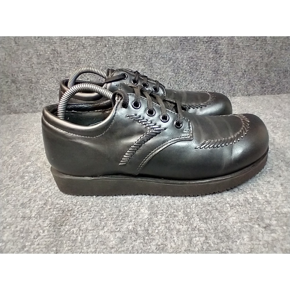 Drew Womens 10 AA Narrow Orthopedic Black Leather Whipstitch Oxford Shoes Vibram